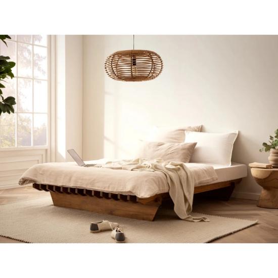 Masivní postel Cannes z akácie, lakovaná, hnědá – 140x200 cm