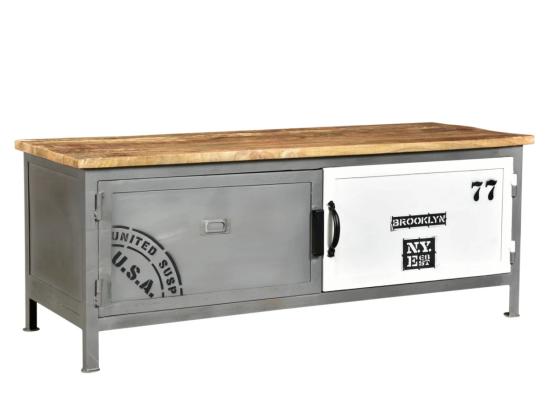 Masivní TV stolek Pinetown z mangového dřeva, lakovaný, vícebarevný