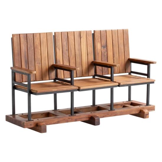 Masivní lavice Cobi z recyklovaného dřeva, lakovaná, hnědá – 140×50×92 cm