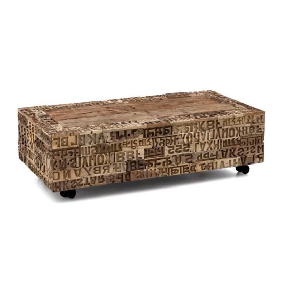 Masivní konferenční stolek Madurai II z recyklovaného dřeva, nezpracovaný, hnědý – 140×90×35 cm