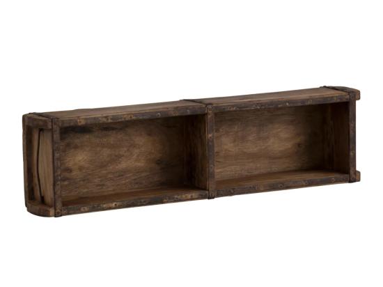 Masivní dekorativní krabice ve tvaru cihly z recyklovaného dřeva, lakované, hnědé – 2 kusy