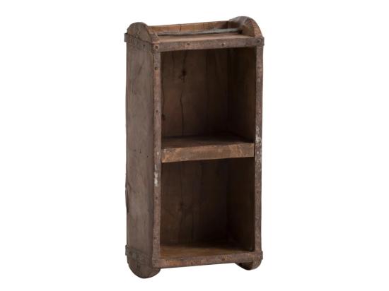 Masivní závěsná police ve tvaru cihly z recyklovaného dřeva, lakovaná, hnědá