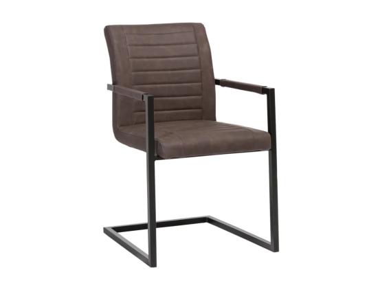 Sada 2 masivních židlí s područkami Picton, hnědá umělá kůže / kov