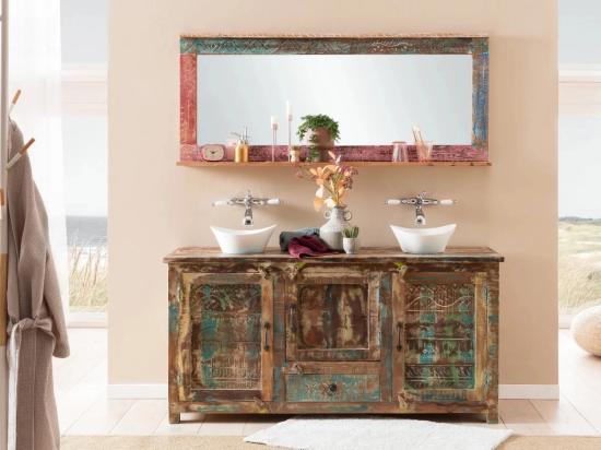 Masivní sada koupelnového nábytku Blue Lagoon z mangového dřeva, lakovaná, barevná