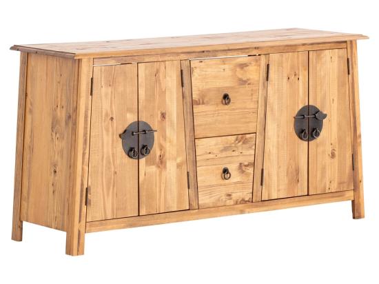 Masivní umyvadlová skříňka Rangún z borovice, lakovaná, hnědá – 140×45×75 cm