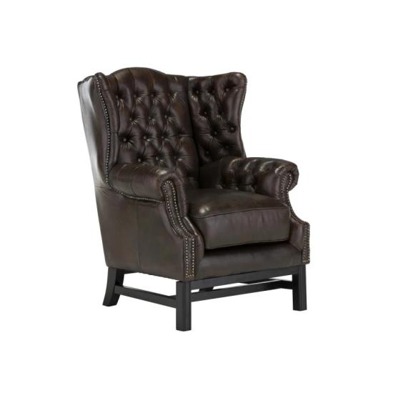 Masivní křeslo Chesterfield Kingsfield z pravé kůže, hnědé – 89×79×104 cm