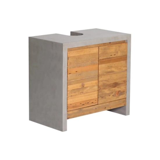 Skříňka pod umyvadlo Burnham z recyklované borovice, šedá, lakovaná – 70×40×66 cm