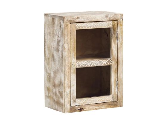 Masivní nástěnná skříňka Bitna z mangového dřeva, lakovaná, přírodní barva – 43×25×60 cm