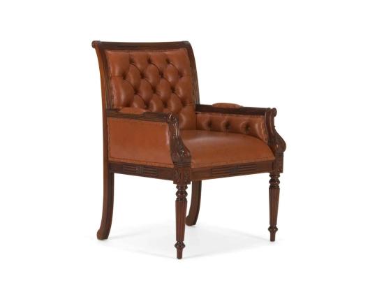 Kancelářské křeslo Cambridge II, masivní pravá kůže, lakované, hnědé