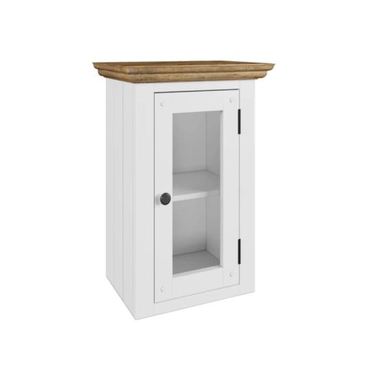 Masivní koupelnová nástěnná skříňka Kenya, borovice / MDF, lakovaná, bílá – 47×32×62 cm