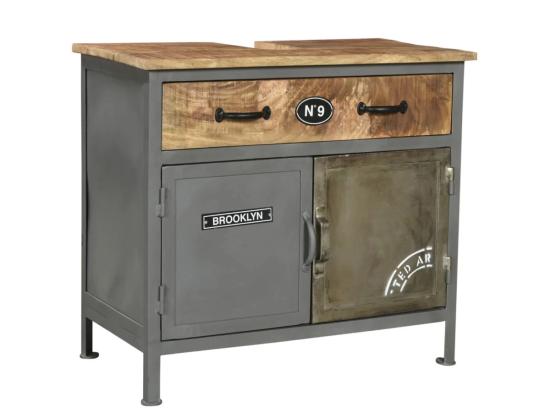 Masivní umyvadlová skříňka Pinetown z mangového dřeva a kovu, lakovaná, vícebarevná – 71×35×63 cm