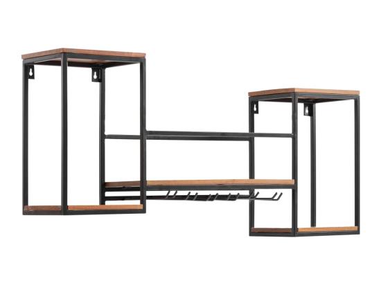 Masivní závěsná police Aro z kovu a dřeva, lakovaná, hnědá – 100×20×41 cm