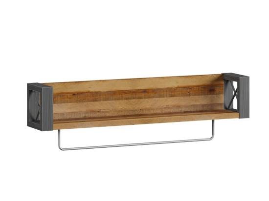 Masivní stojan na ručníky Detroit z recyklované borovice a kovu, lakovaný, hnědý