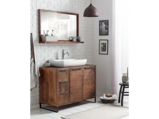 Masivní koupelnová sestava Sydney Dark I z akáciového dřeva, lakovaná, hnědá