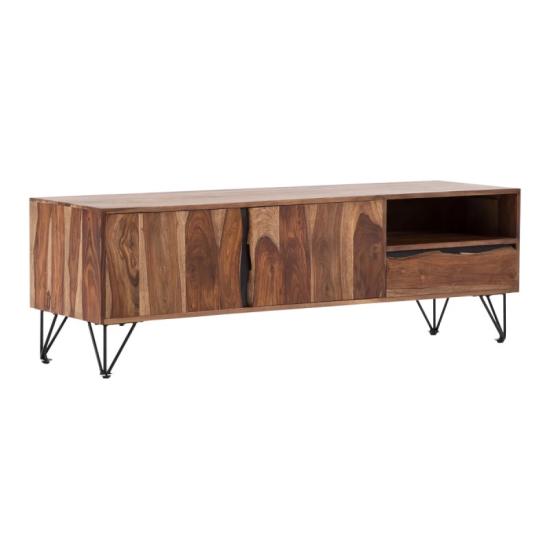 Masivní TV stolek Wildwood z palisandru, lakovaný, hnědý – 150×45×50 cm