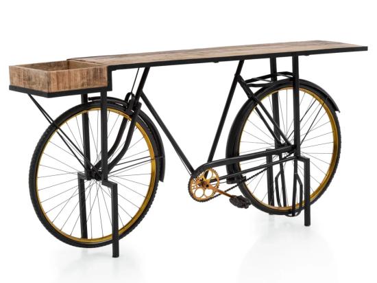 Lakovaný konzolový stůl Bike z kovu, černý – 185×45×90 cm