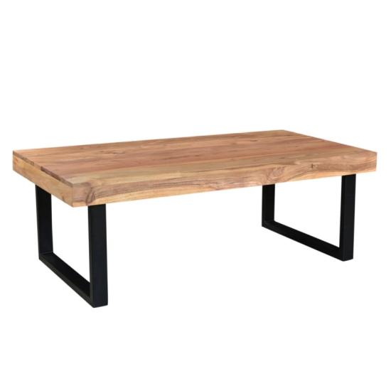 Masivní konferenční stolek Ettrick z akácie, lakovaný, přírodní / černá – 116×57×40 cm