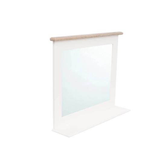 Koupelnové zrcadlo Kansas z Paulovnie a MDF, lakované, bílé – 73×16×62 cm