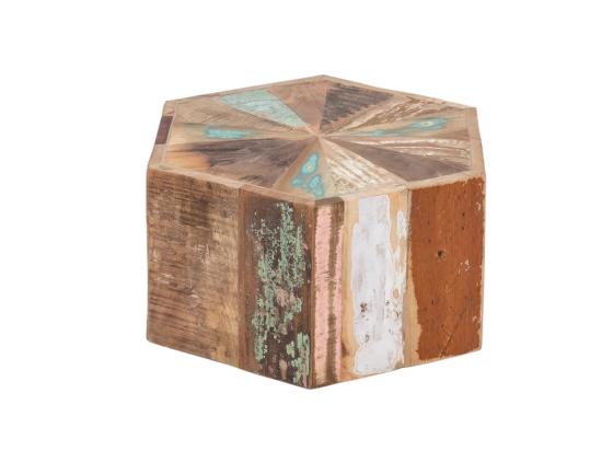 Masivní konferenční stolek Wakefield z recyklovaného dřeva, lakovaný, vícebarevný, šestihranný – 50×50×25 cm