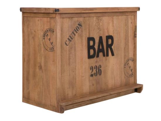 Masivní barový jídelní stůl Sheffield z mangového dřeva, lakovaný, hnědý – 145×68×115 cm