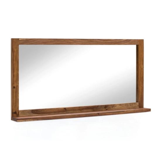 Masivní koupelnové zrcadlo Leeston z palisandru, lakované, hnědé – 130×65 cm