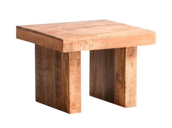 Masivní konferenční stolek z mangového dřeva, lakovaný, hnědý – 60×60×45 cm