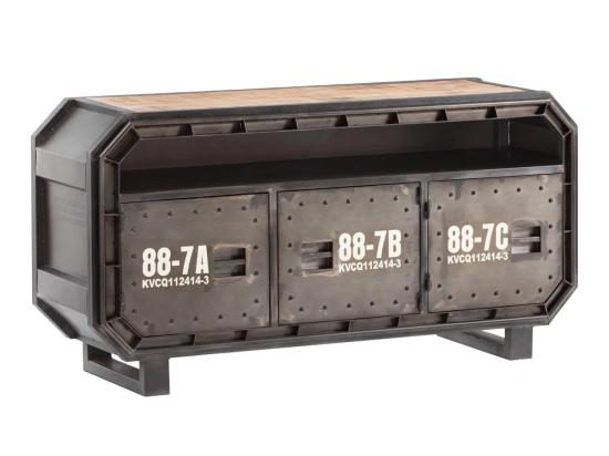 TV stolek Barkley kovový, šedá barva – 160×48×80 cm