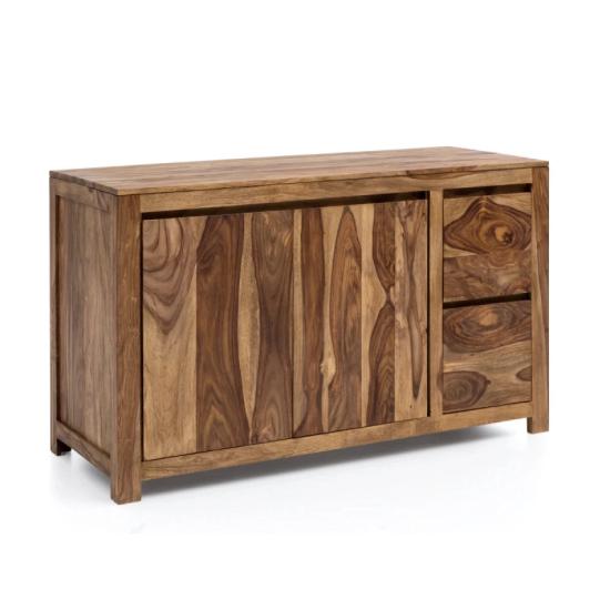 Masivní umyvadlová skříňka Leeston z palisandru, lakovaná, hnědá – 130×50×76 cm