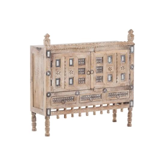 Masivní komoda Damchaya z mangového dřeva, lakovaná, bílá – 96×37×96 cm