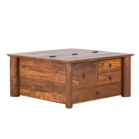 Masivní konferenční stolek Merlin III z palisandru, lakovaný, hnědý – 95×95×45 cm