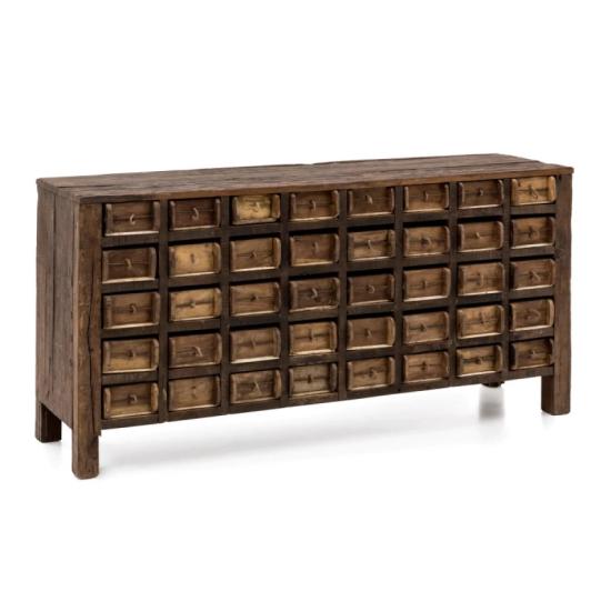 Masivní příborník Madurai z recyklovaného dřeva, nezpracovaný, hnědý – 150×40×75 cm