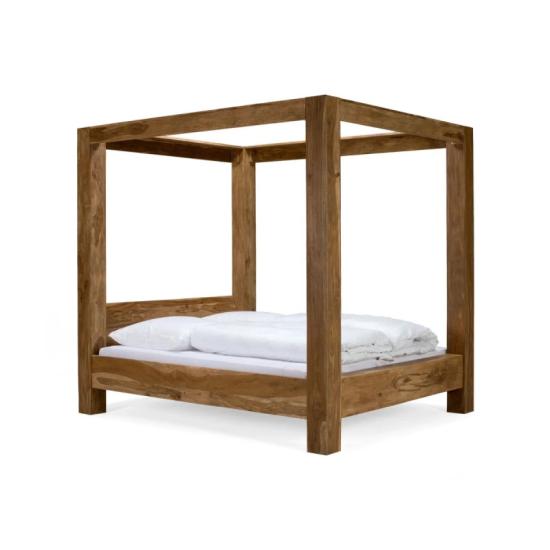 Masivní postel s nebesy Palisander, lakovaná, hnědá