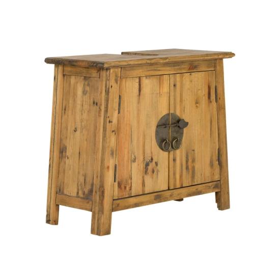 Masivní umyvadlová skříňka Rangoon z recyklované borovice, lakovaná, hnědá – 70×32×61 cm