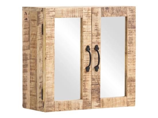 Masivní zrcadlová skříňka Caribou z mangového dřeva, lakovaná, hnědá – 52×23×50 cm