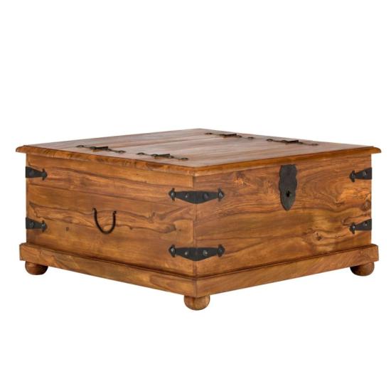 Masivní konferenční stolek Merlin z palisandru, lakovaný, hnědý – 95×95×45 cm