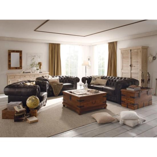 Sedací souprava Chesterfield Big z pravé kůže, hnědé
