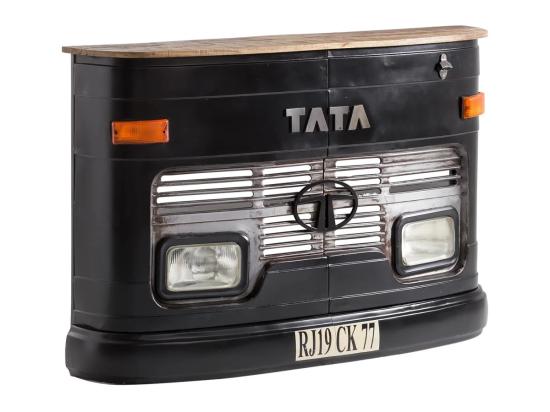 Masivní barový jídelní stůl TATA z mangového dřeva, lakovaný, černý – 165×38×110 cm