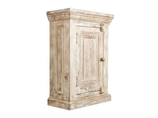 Masivní koupelnová nástěnná skříňka Patina z mangového dřeva, lakovaná, přírodní barva – 48×24×70 cm