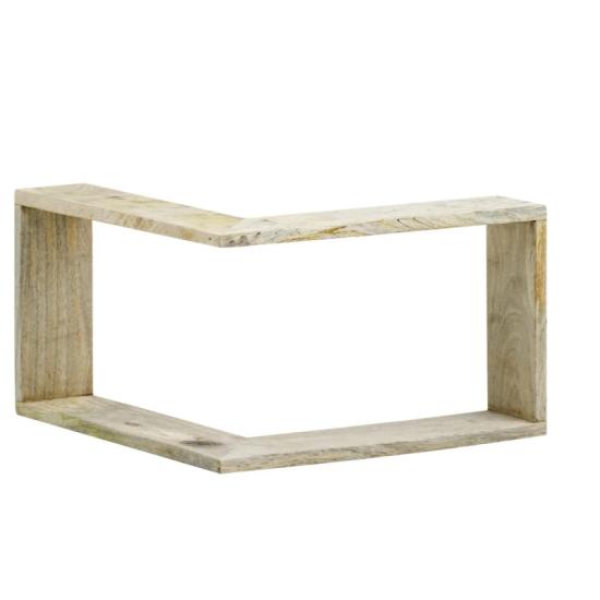 Masivní rohová police Alcudia z mangového dřeva, lakovaná, přírodní barva