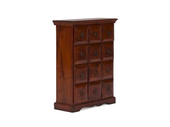 Masivní komoda lékárníka Texas z akácie, lakovaná, hnědá