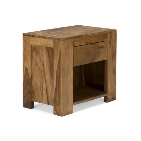 Masivní noční stolek z palisandru, lakovaný, hnědý – 55×35×50 cm