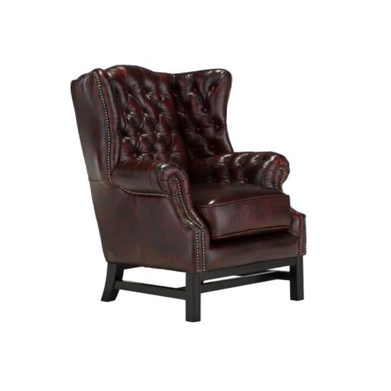 Masivní křeslo Chesterfield Kingsfield z pravé kůže, hnědé – 89×79×104 cm