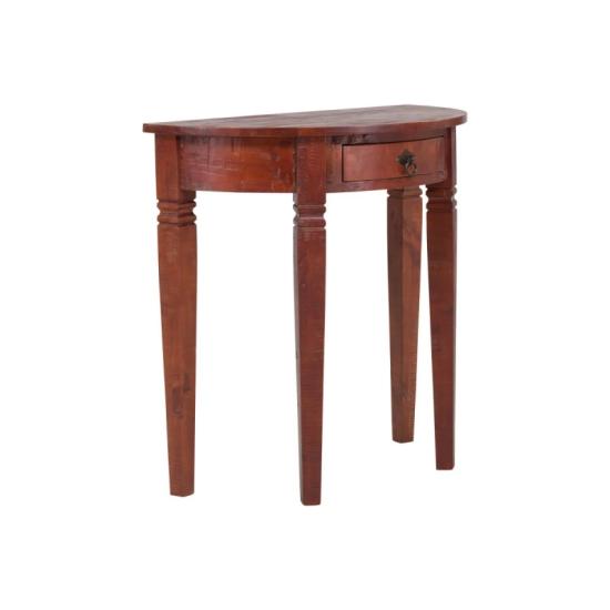 Masivní konzolový stůl Catana z borovice, hnědý, lakovaný – kulatý