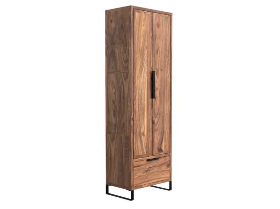 Masivní šatní skříň Sydney z akácie, lakovaná, hnědá
