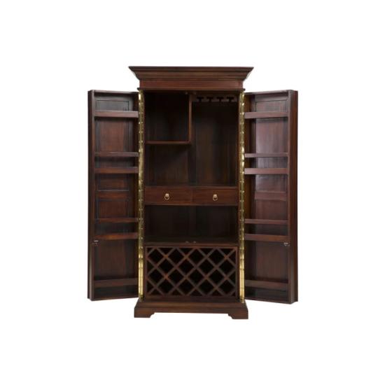 Masivní vinotéka Cambridge z mahagonu, lakovaná, hnědá – 92×70×190 cm