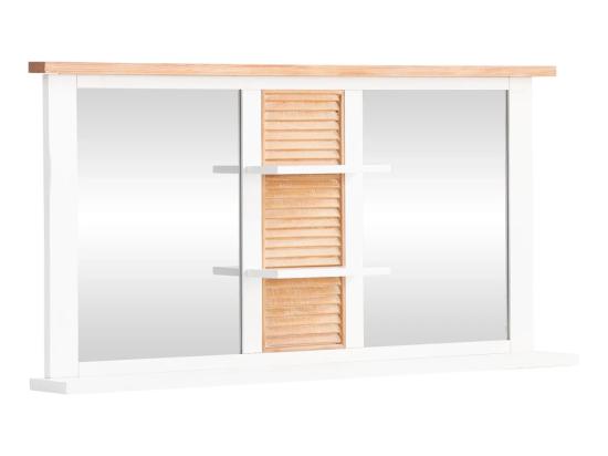 Masivní koupelnové zrcadlo Capera z borovice, lakované, bílé/hnědé – 140×70 cm