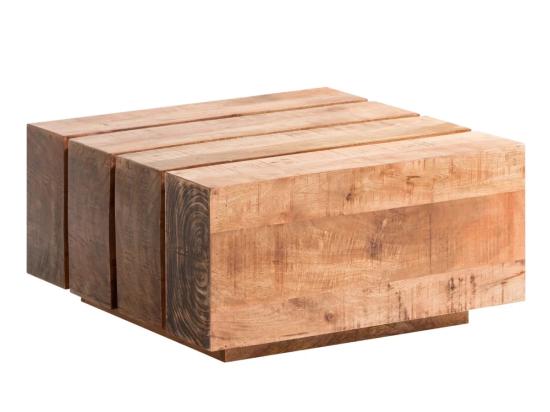Masivní konferenční stolek Dakota z mangového dřeva, lakovaný, hnědý – 70×70×35 cm