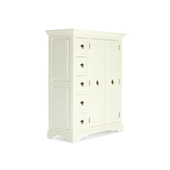 Masivní komoda Highboard Catana z borovice, lakovaná, bílá – 107×45×130 cm