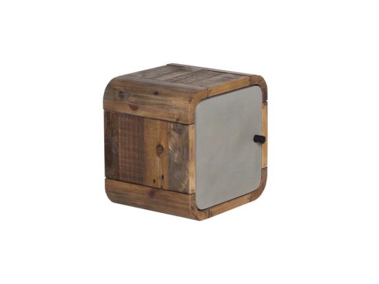 Masivní koupelnová skříňka Dingle s jedním dvířkem, recyklovaná borovice / MDF, lakovaná, přírodní / šedá