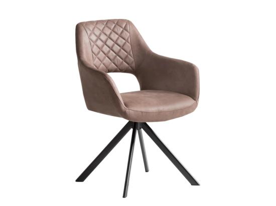 Sada 2 otáčecích křesel Corton, hnědá látka a kov